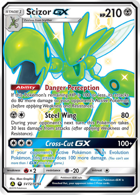 Scizor-GX (Holofoil) (SV72) — Hidden Fates Shiny Vault
