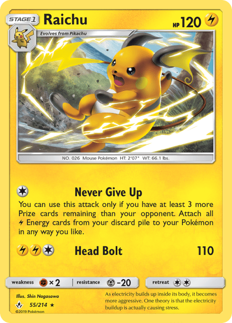 Raichu (Reverse Holofoil) (55) — Unbroken Bonds