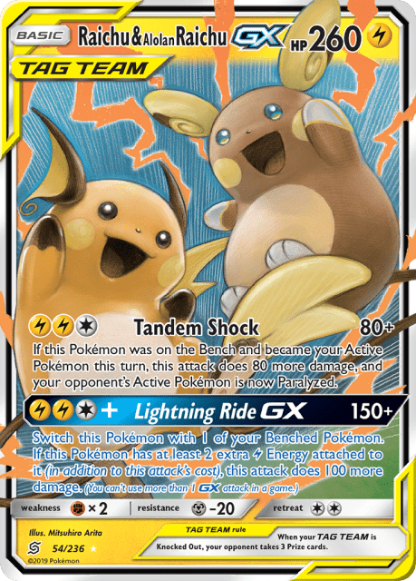 Raichu & Alolan Raichu-GX (Holofoil) (54) — Unified Minds