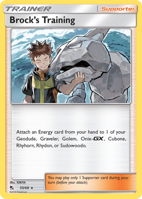 Brock's Training (Reverse Holofoil) (55) — Hidden Fates
