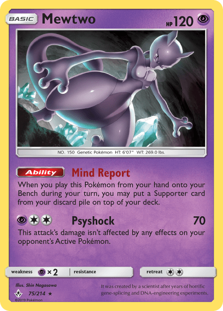 Mewtwo (Cracked Ice Holofoil) (75) — Unbroken Bonds