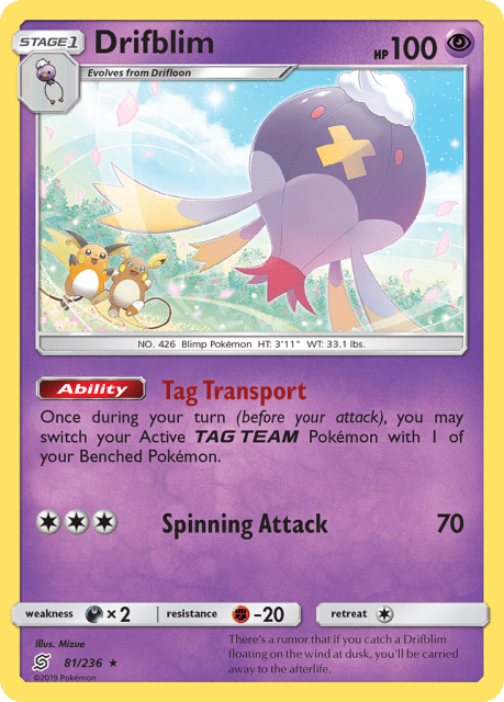 Drifblim (Reverse Holofoil) (81) — Unified Minds