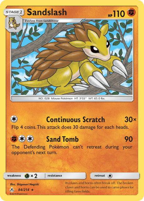 Sandslash (Reverse Holofoil) (84) — Unbroken Bonds