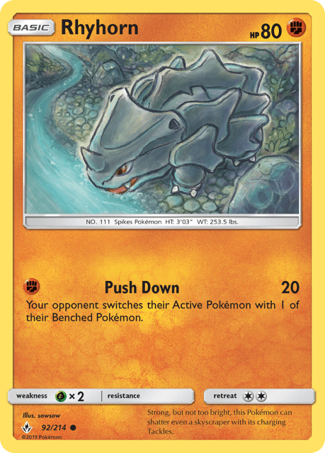 Rhyhorn (Reverse Holofoil) (92) — Unbroken Bonds