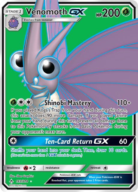Venomoth-GX (Holofoil) (193) — Unbroken Bonds