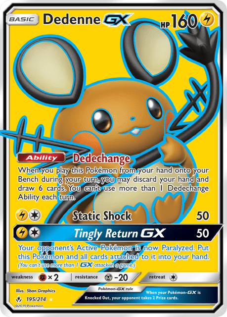 Dedenne-GX (Holofoil) (195) — Unbroken Bonds