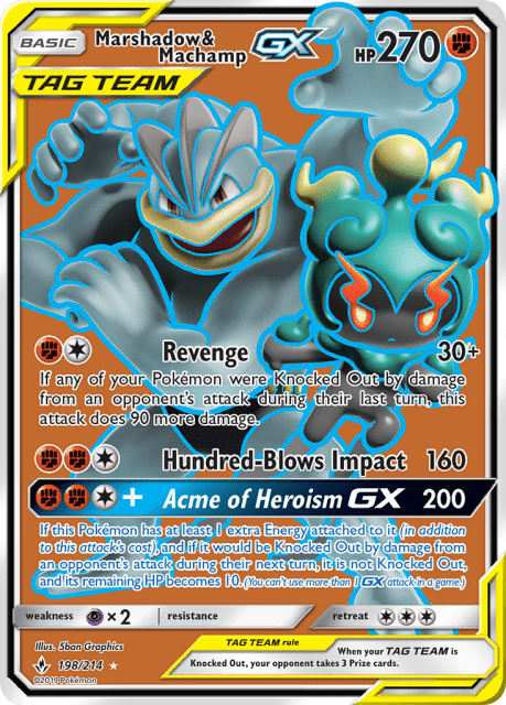 Marshadow & Machamp-GX (Holofoil) (198) — Unbroken Bonds