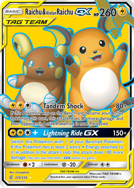 Raichu & Alolan Raichu-GX (Holofoil) (220) — Unified Minds