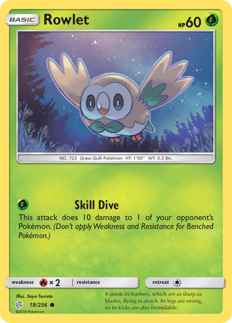 Rowlet (Reverse Holofoil) (18) — Cosmic Eclipse