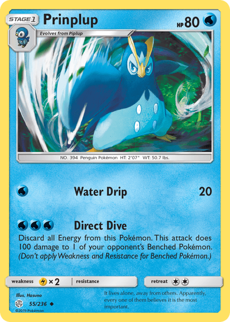 Prinplup (Reverse Holofoil) (55) — Cosmic Eclipse
