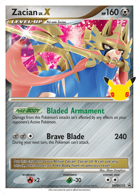 Zacian LV.X (Holofoil) (SWSH135) — SWSH Black Star Promos