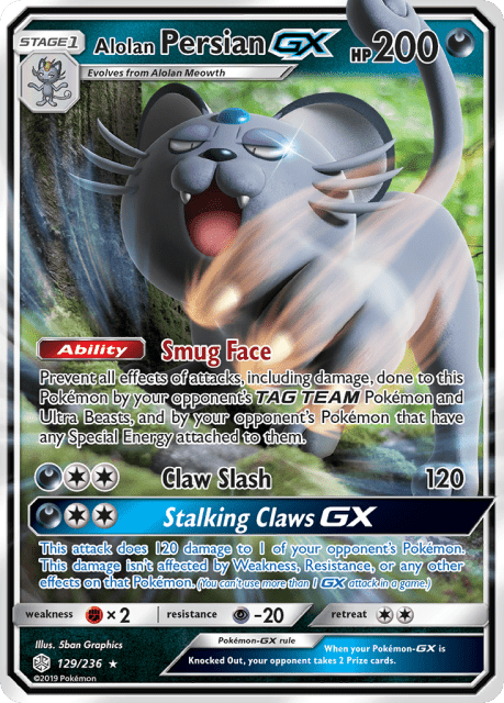Alolan Persian-GX (Holofoil) (129) — Cosmic Eclipse