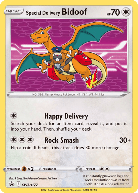 Special Delivery Bidoof (Holofoil) (SWSH177) — SWSH Black Star Promos