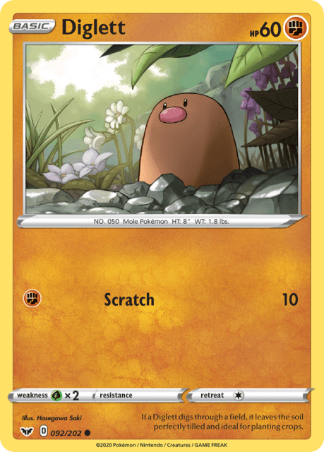 Diglett (Reverse Holofoil) (92) — Sword & Shield