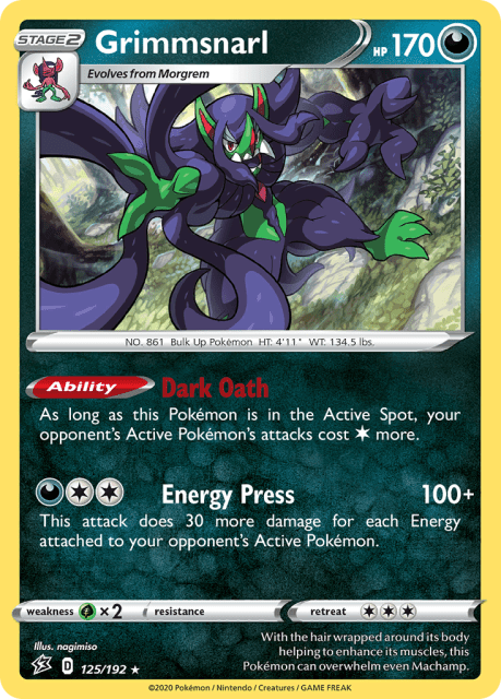 Grimmsnarl (Reverse Holofoil) (125) — Rebel Clash