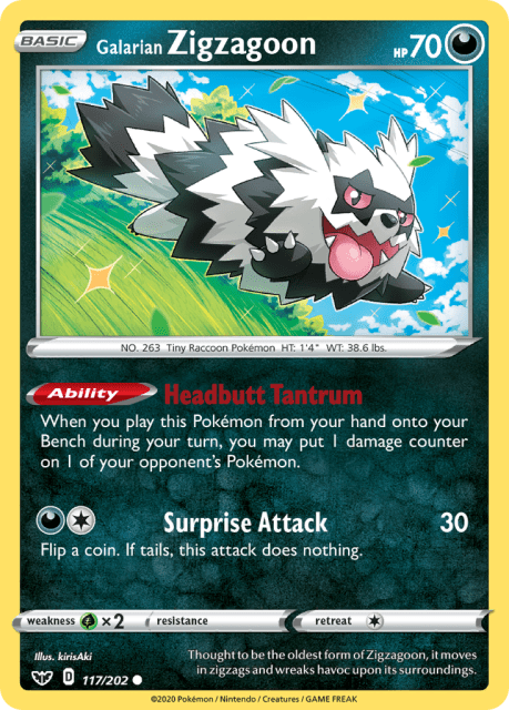 Galarian Zigzagoon (Play Pokemon Stamp Holofoil) (117) — Sword & Shield