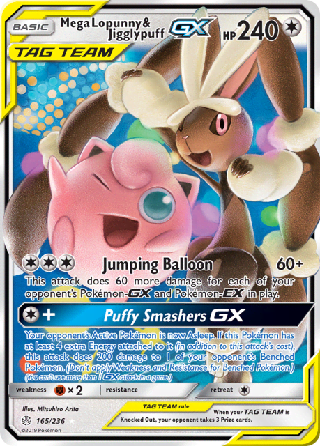 Mega Lopunny & Jigglypuff-GX (Holofoil) (165) — Cosmic Eclipse