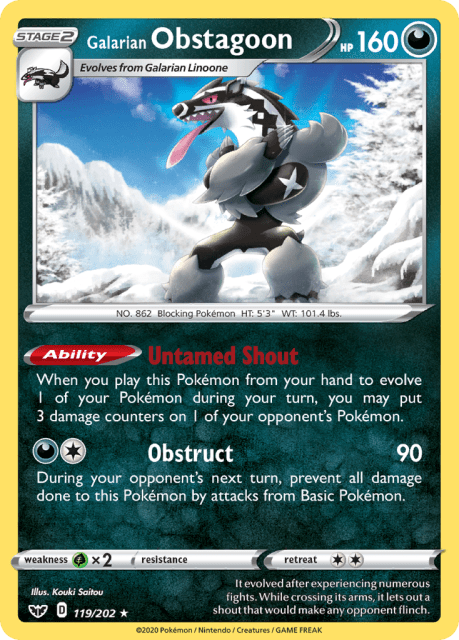 Galarian Obstagoon (Holofoil) (119) — Sword & Shield