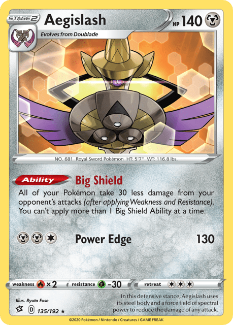 Aegislash (Reverse Holofoil) (135) — Rebel Clash