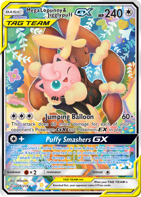 Mega Lopunny & Jigglypuff-GX (Holofoil) (226) — Cosmic Eclipse