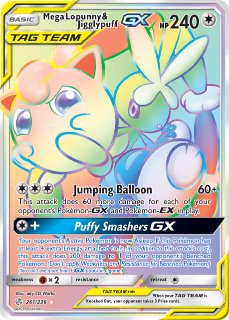 Mega Lopunny & Jigglypuff-GX (Holofoil) (261) — Cosmic Eclipse
