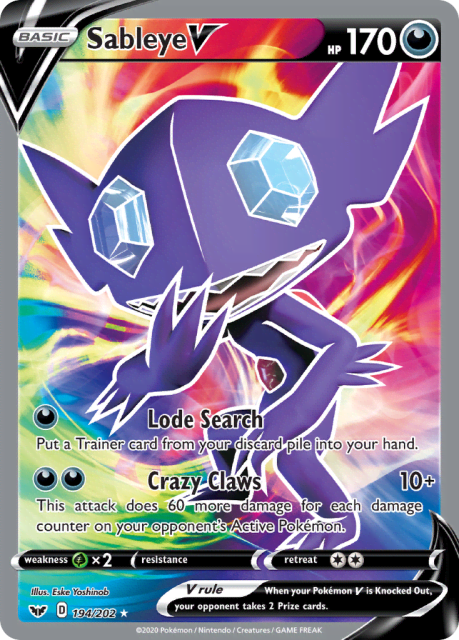 Sableye V (Holofoil) (194) — Sword & Shield
