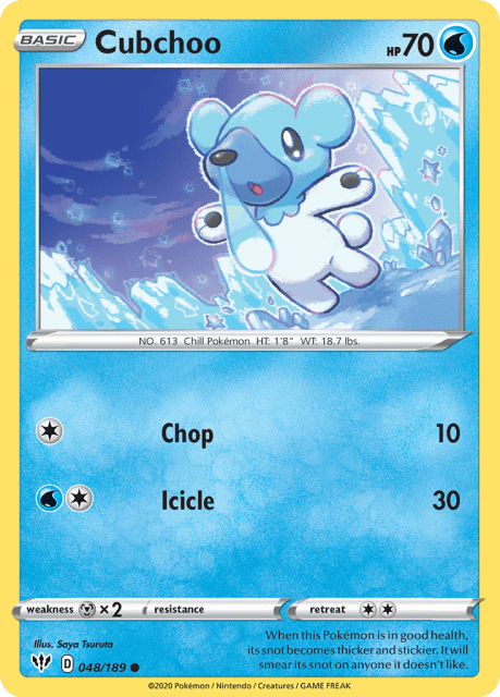 Cubchoo (Reverse Holofoil) (48) — Darkness Ablaze