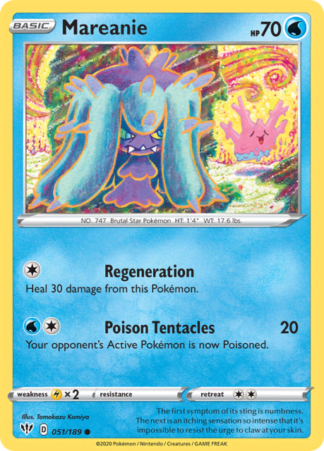 Mareanie (Reverse Holofoil) (51) — Darkness Ablaze