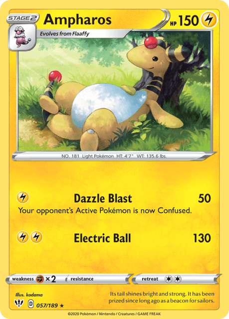 Ampharos (Reverse Holofoil) (57) — Darkness Ablaze