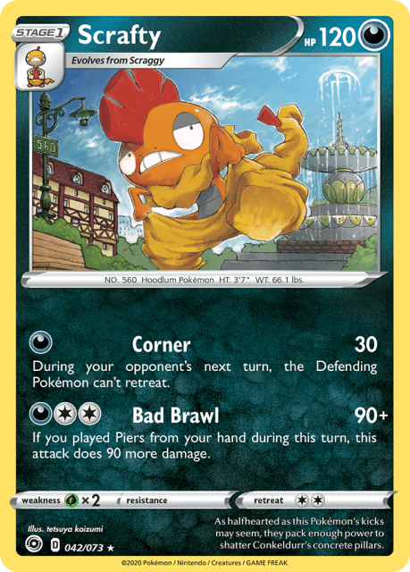 Scrafty (Reverse Holofoil) (42) — Champion's Path