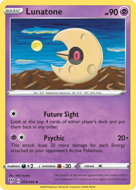 Lunatone (Reverse Holofoil) (72) — Darkness Ablaze