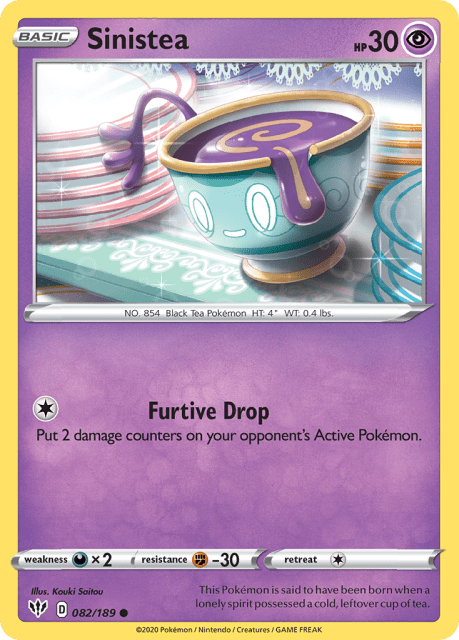 Sinistea (Reverse Holofoil) (82) — Darkness Ablaze