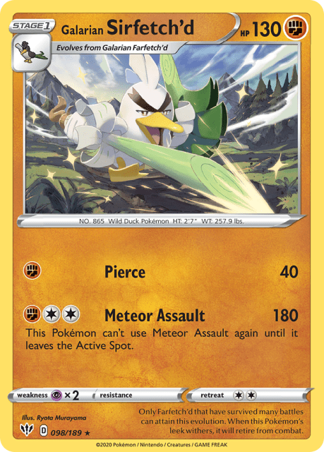 Galarian Sirfetch'd (Reverse Holofoil) (98) — Darkness Ablaze