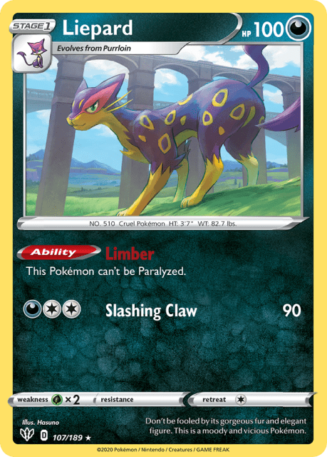 Liepard (Reverse Holofoil) (107) — Darkness Ablaze