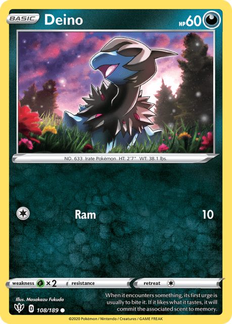 Deino (Reverse Holofoil) (108) — Darkness Ablaze