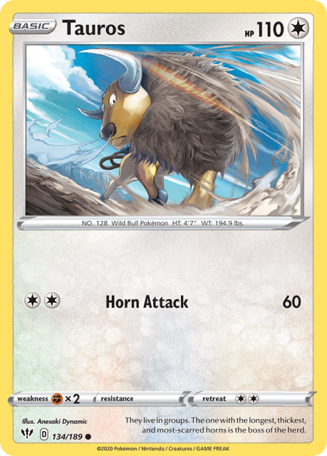 Tauros (Reverse Holofoil) (134) — Darkness Ablaze