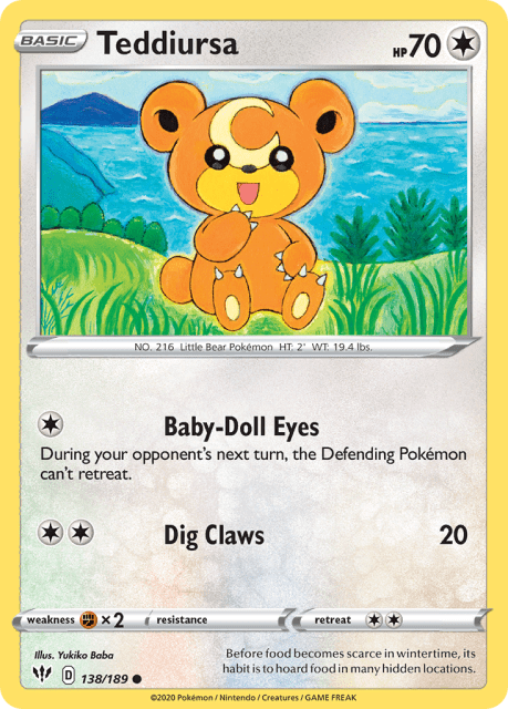 Teddiursa (Reverse Holofoil) (138) — Darkness Ablaze