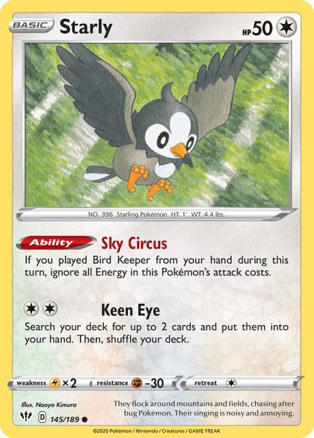 Starly (Reverse Holofoil) (145) — Darkness Ablaze