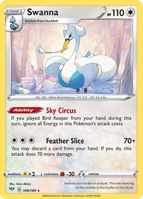 Swanna (Reverse Holofoil) (149) — Darkness Ablaze