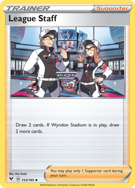 League Staff (Professor Program Stamp Reverse Holofoil) (153) — Vivid Voltage
