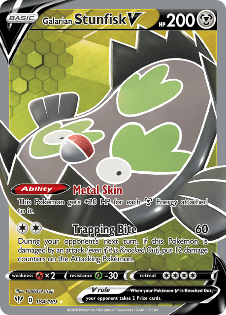 Galarian Stunfisk V (Holofoil) (184) — Darkness Ablaze