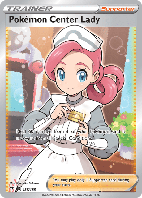 Pokémon Center Lady (Holofoil) (185) — Vivid Voltage