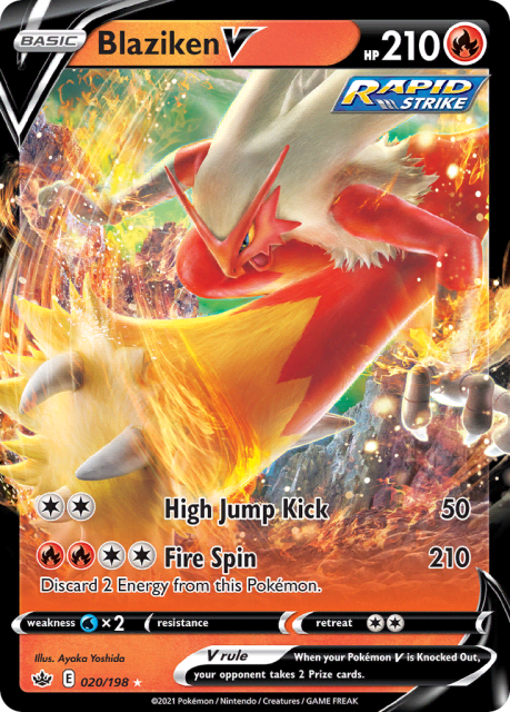 Blaziken V (Play Pokemon Stamp Holofoil) (20) — Chilling Reign