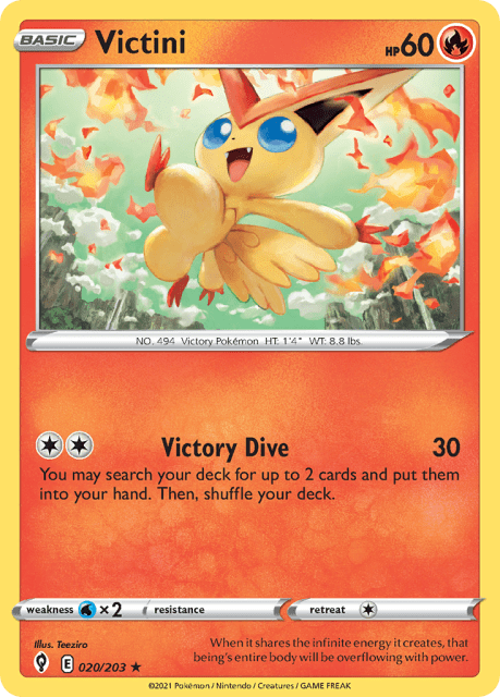 Victini (Reverse Holofoil) (20) — Evolving Skies