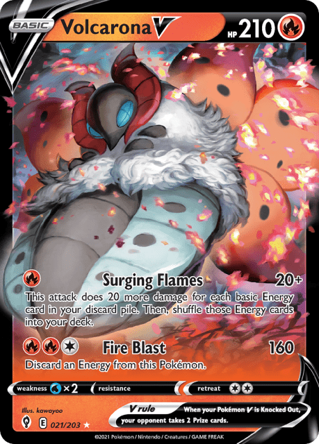 Volcarona V (Holofoil) (21) — Evolving Skies