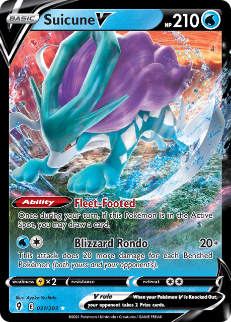 Suicune V (Play Pokemon Stamp Holofoil) (31) — Evolving Skies