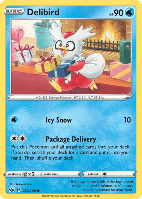 Delibird (Reverse Holofoil) (32) — Chilling Reign