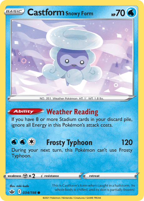 Castform Snowy Form (Reverse Holofoil) (34) — Chilling Reign