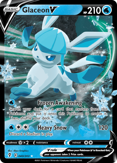 Glaceon V (Holiday Stamp) (40) — Evolving Skies