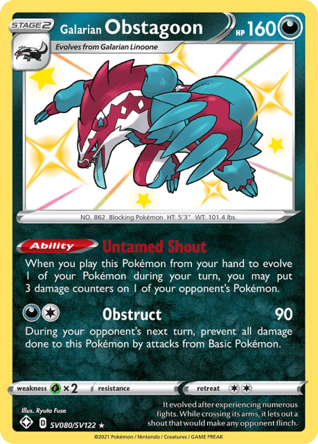 Galarian Obstagoon (Holofoil) (SV080) — Shining Fates Shiny Vault